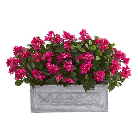 NEARLY NATURALS 30 in. Bougainvillea Artificial Plant in Stone Planter 8058